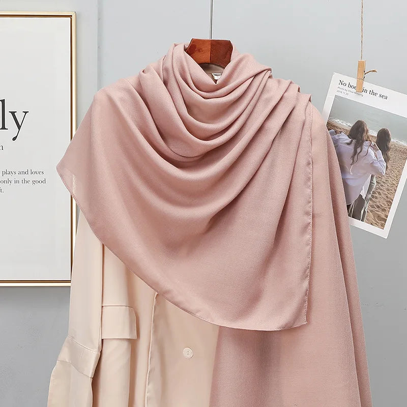 Plain Stripe Cotton Scarf for Women Winter Warm Tassel Linen Pashmina Scarves Hijab Lady Foulard Shawls Wraps Female Bandana New