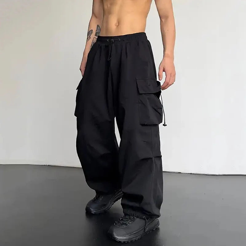 New Casual Pant Cargo Trousers Streetwear Wide Leg Sweatpant High Street Trendy Loose Versatile Straight Casual Pants 2pc Couple