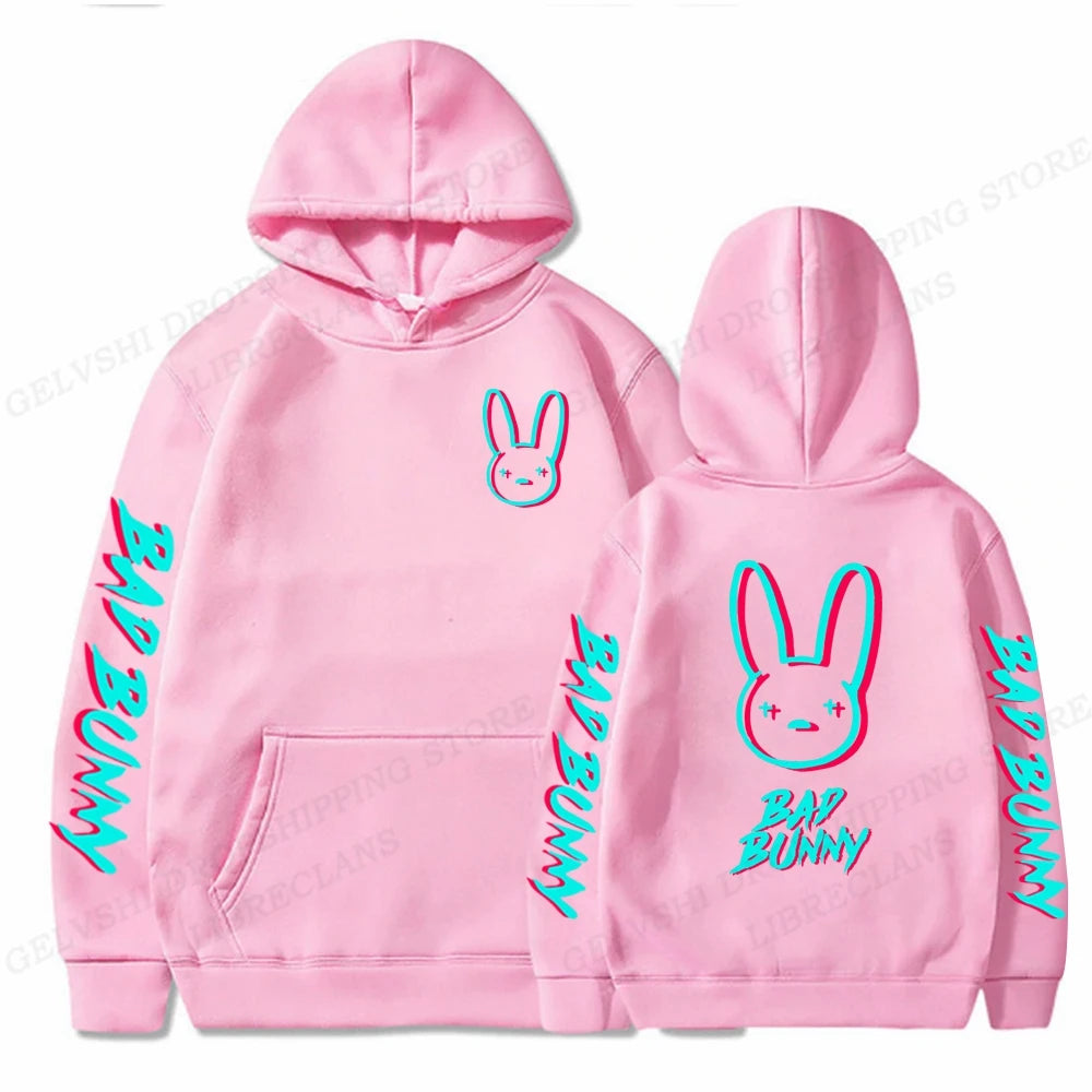 Bad Bunny Hoodie Men Fashion Hoodie Women Sweats Men's Hoodies Hip Hop Rabbit Sweatshirt Boy Coats  Men's Clothing Rapper