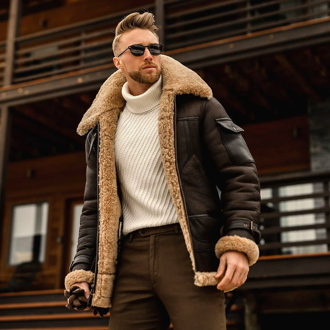 2025 Warm Winter Men's Fur All-in-One Thickened Imitation Leather Fur Jacke Tnew in Outerwears Men Jacket Fashion Male Clothes