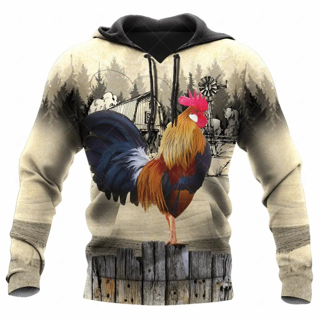 Mexican Hoodies Men's Hoodie 3D Print Mexican Rooster Graphics Tops Autumn Long Sleeve Streetwear Hooded Hoodie For Men Clothing