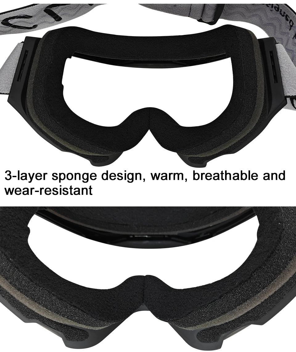 LOCLE Flip Up Magnetic Ski Goggles Men Women Snowboard Mask Anti-Fog Skiing Eyewear UV400 Snow Protection OTG Over The Glasses