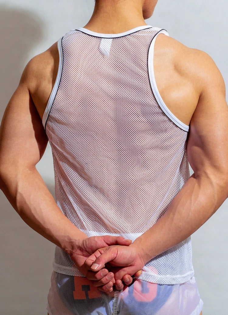 Ropa Hombre Tank Top Men Gym Shirt Mesh Breathable Roupas Masculinas Summer Loose Fitness Debardeur Hommes Bodybuilding Simple
