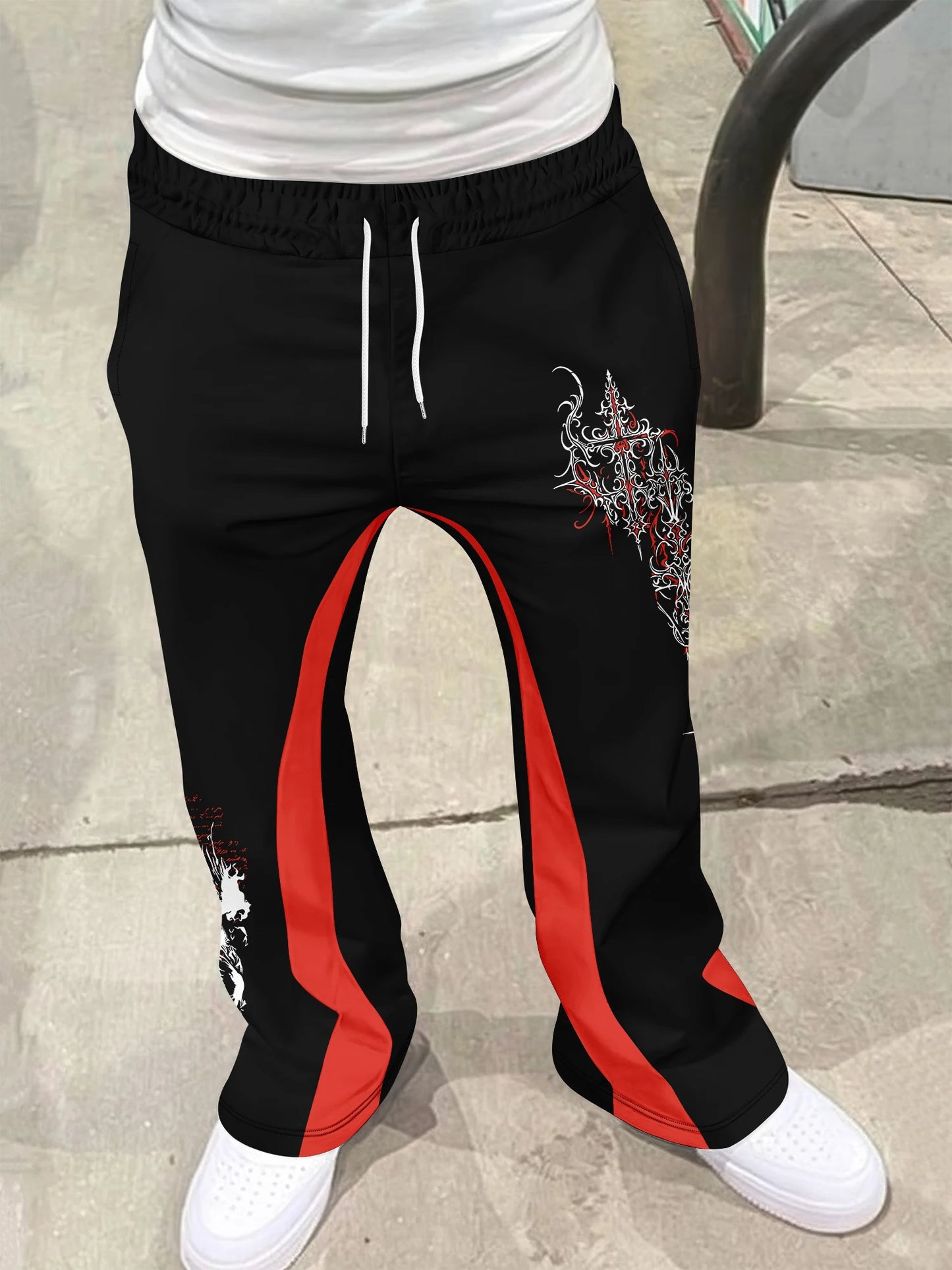 Y2k Flared Pants Men Loose 3D Print Trousers Casual Sweatpants Mid Waist Sporty Female Clothes Streetwear Hip Hop Vintage Pants