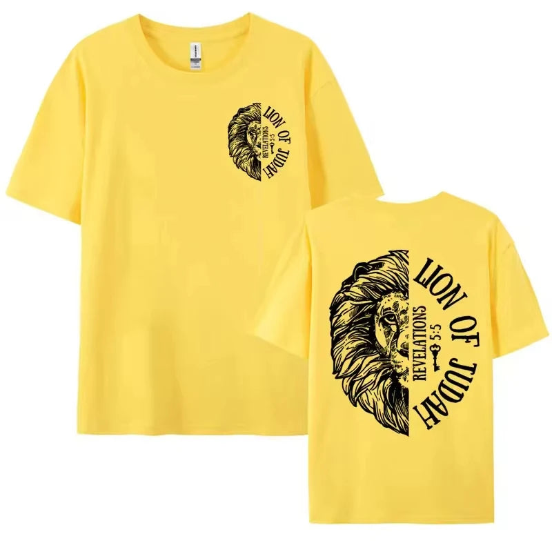 Lion of Judah Catholic Tshirt Jesus Loves You Aesthetic Christian Apparel Tops Men Women's Summer Fashion Casual Oversized Tees