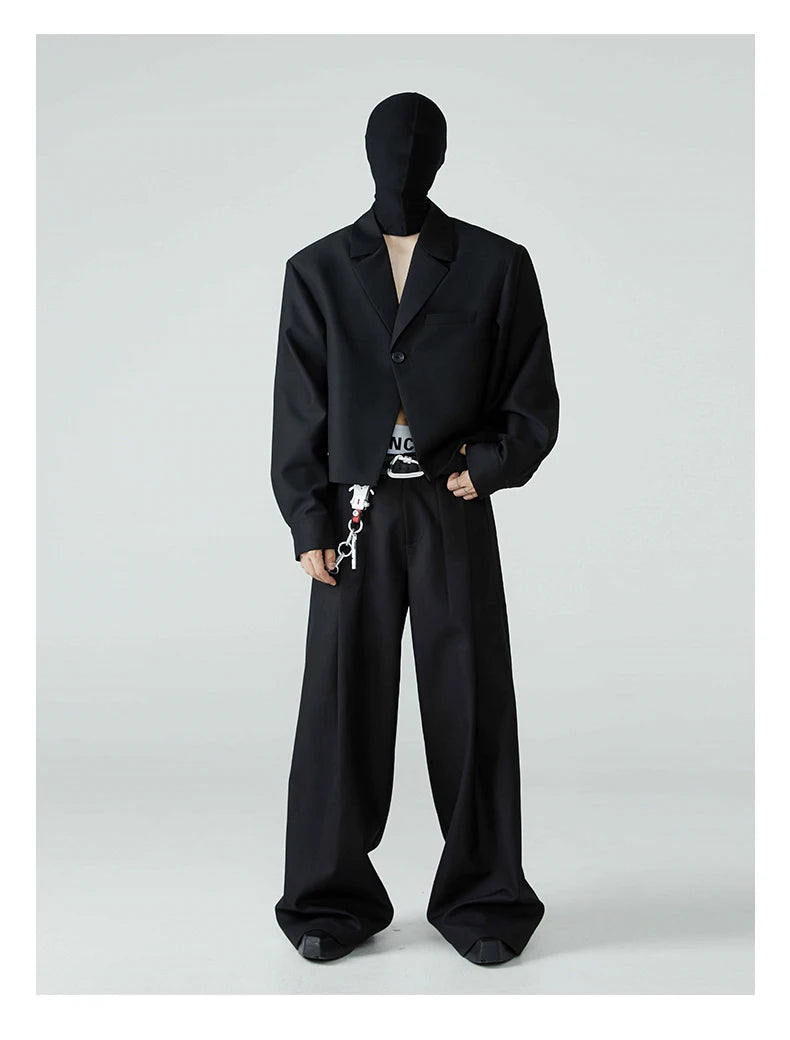 Mauroicardi Spring Autumn Long Loose Casual Baggy Flowy Soft Black Pleated Wide Leg Pants Men Luxury Designer Emo Clothing 2024