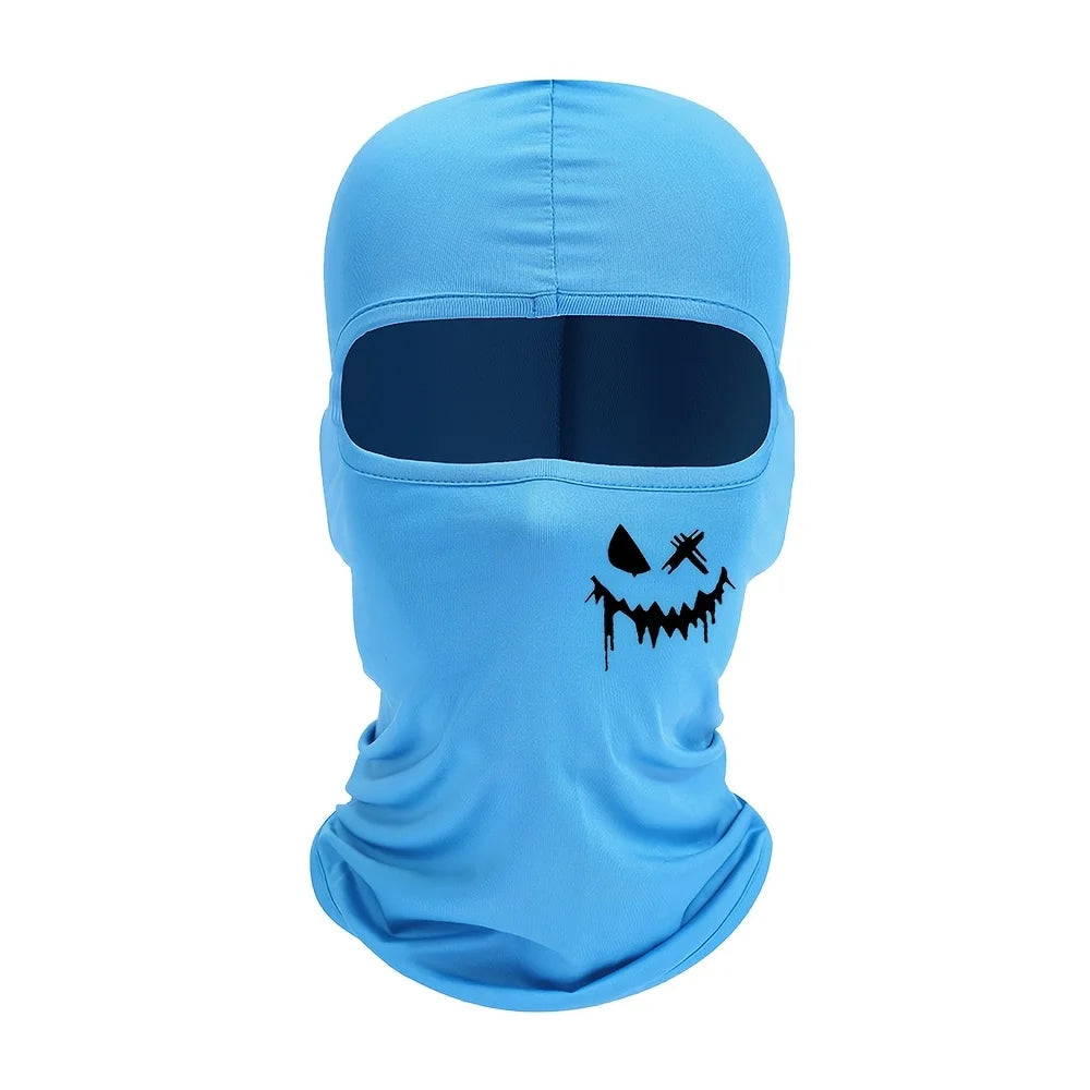 1 piece of smiling face printed men's and women's outdoor cycling face mask Balaclava hat windproof and sun protection sun hat