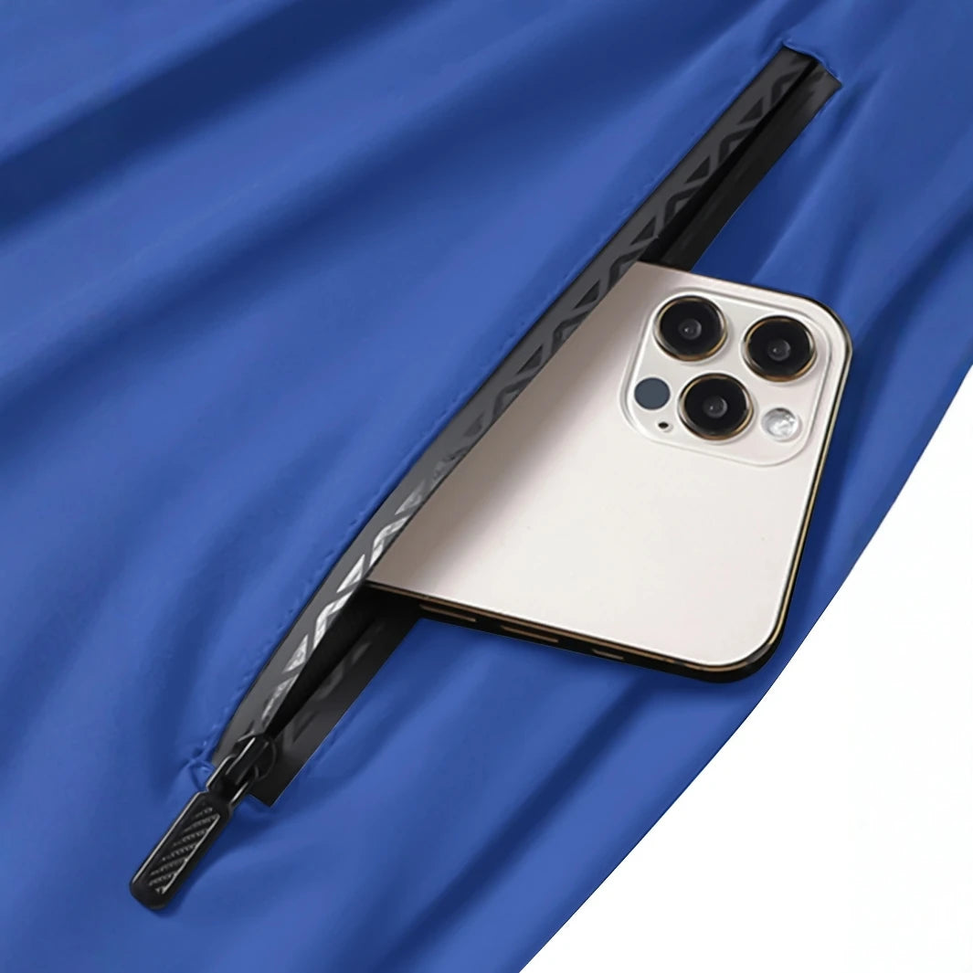 Men's casual pants, ice silk casual pants, sports cropped pants, high stretch, zippered pockets, elastic pants, fashionable casu