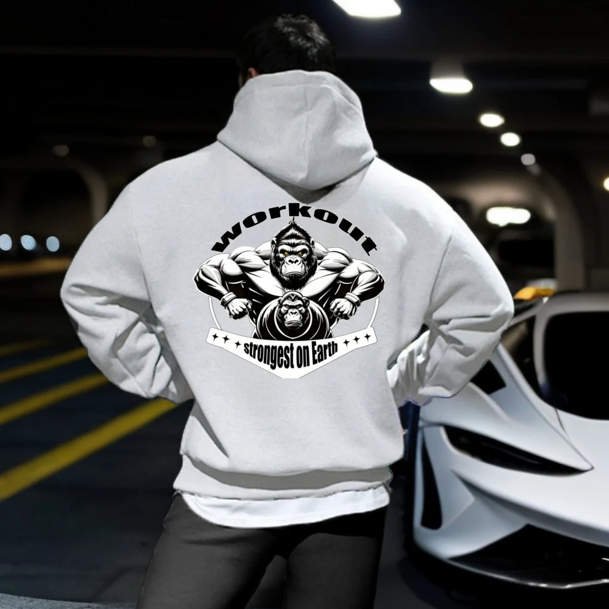 Men's Gym Pullovers Fitness Sweatshirts Man Workout Hoodies Gorilla Bodybuilding Casual Coat