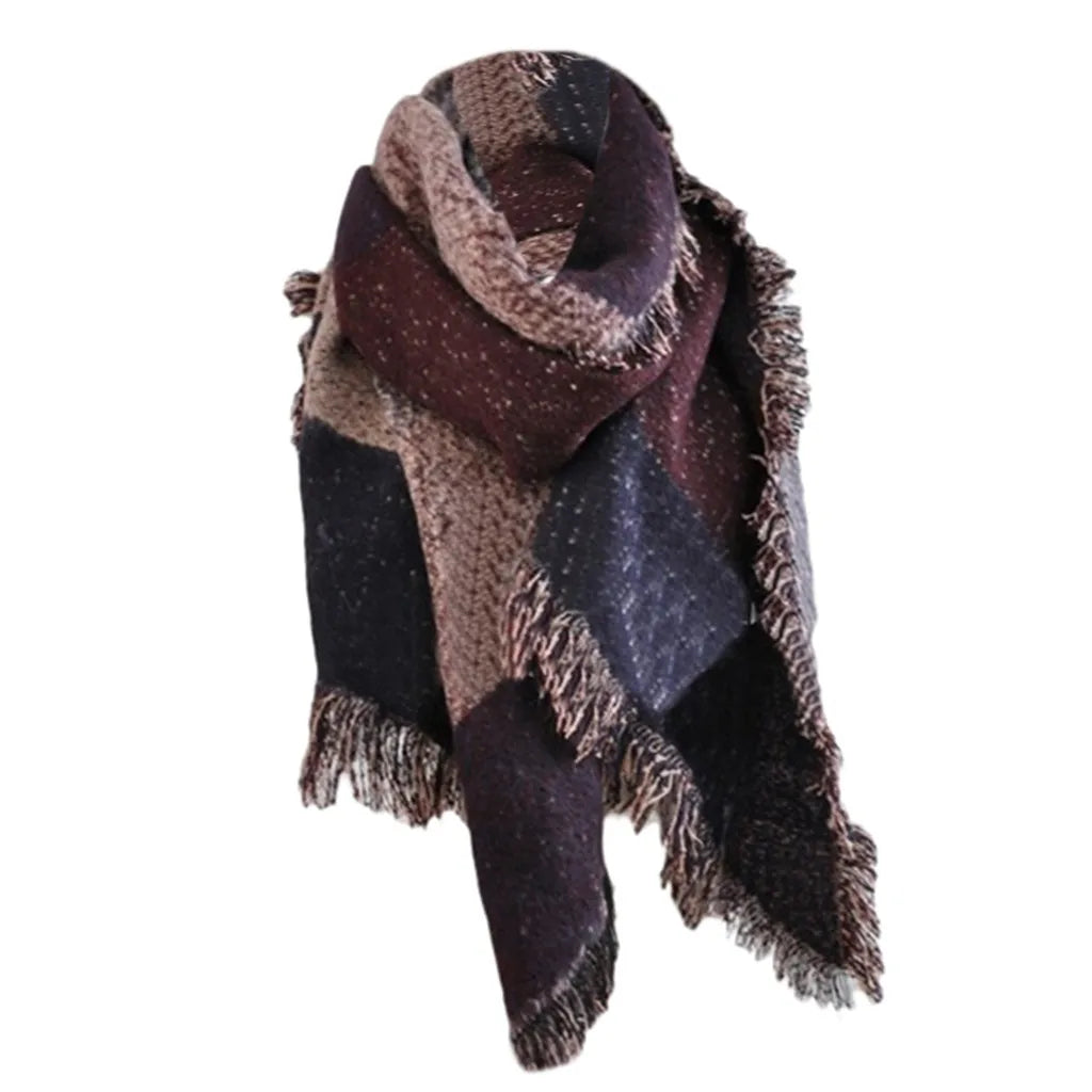 Women Contrast Color Tassel Scarf Retro Female Multi-Purpose Shawl Scarf шарф женский Elegant Womens Shawl Scarf Winter 2024 스카프