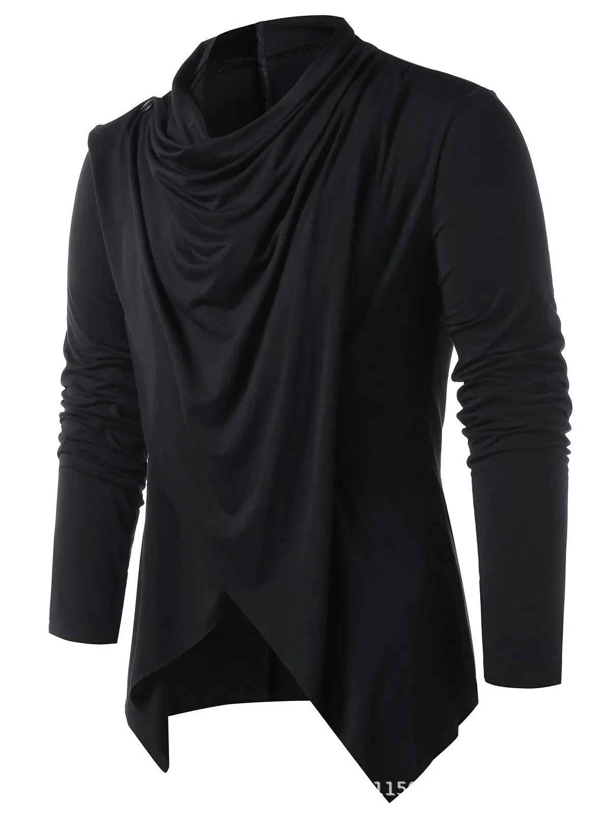 Medieval Men Asymmetrical Overlap Cardigan Casual Knitted Long Sleeve Sweater Shawl Collar Open Front Tops Men Vintage Sweaters