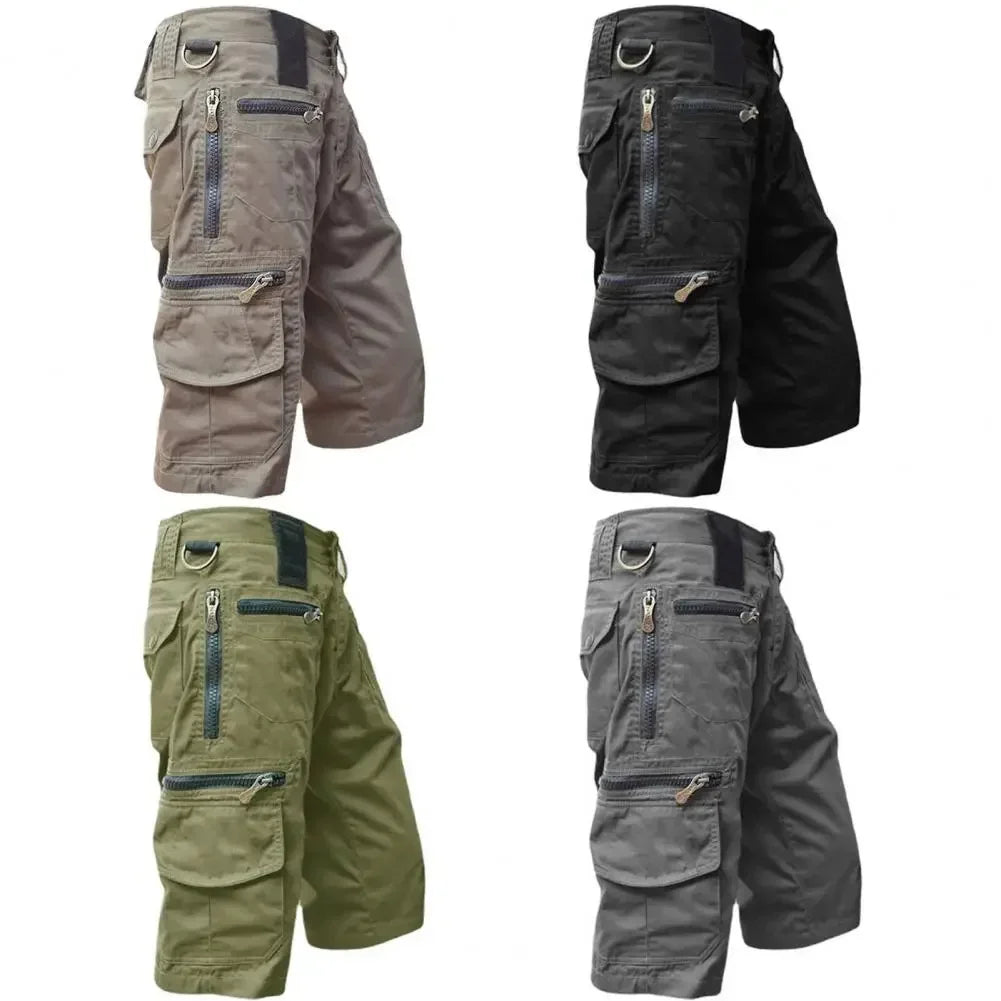 Men's Military Uniform Cargo Shorts Tactical Jogging Shorts Solid Color Multi-Pocket Summer Casual Straight Cargo Shorts Men