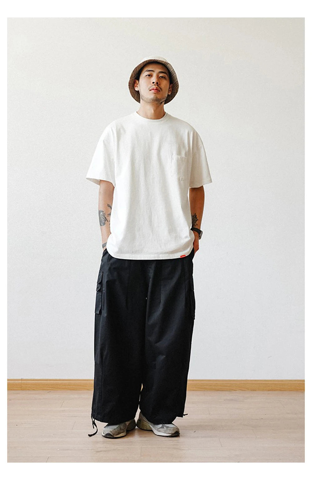 Multi-Pocket Oversized Cargo Pants Mens Casual Solid Thin Baggy Wide Leg Ankle Trousers Man Jogger Pants Harem Lantern Pants