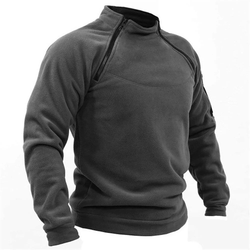 Men's Warm Polar Fleece Hoodies Spring Autumn Winter Tactical Long Sleeve Pullover Fashion Zipper Design Sweatshirt Streetwear