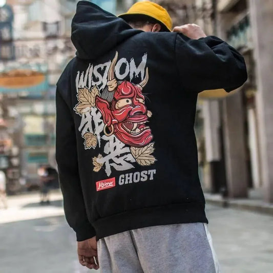 Fashion Men Hip Hop Hoodies Japanese Casual Sweatshirts Streetwear Men Women Loose Pullover Hapan Harajuku Devil Hoodie Male