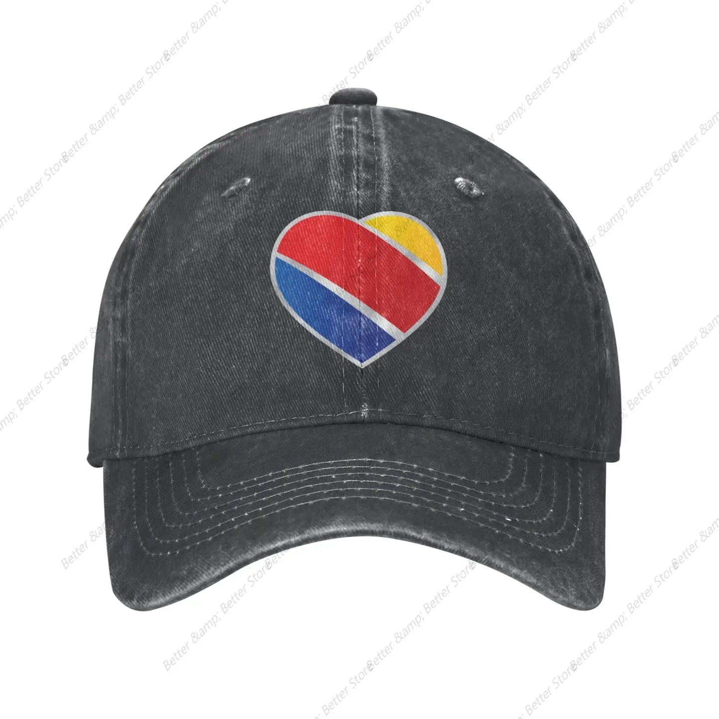 Men's & Women's Cool Unique Print with Southwest Airlines Logo Adjustable Denim Cap