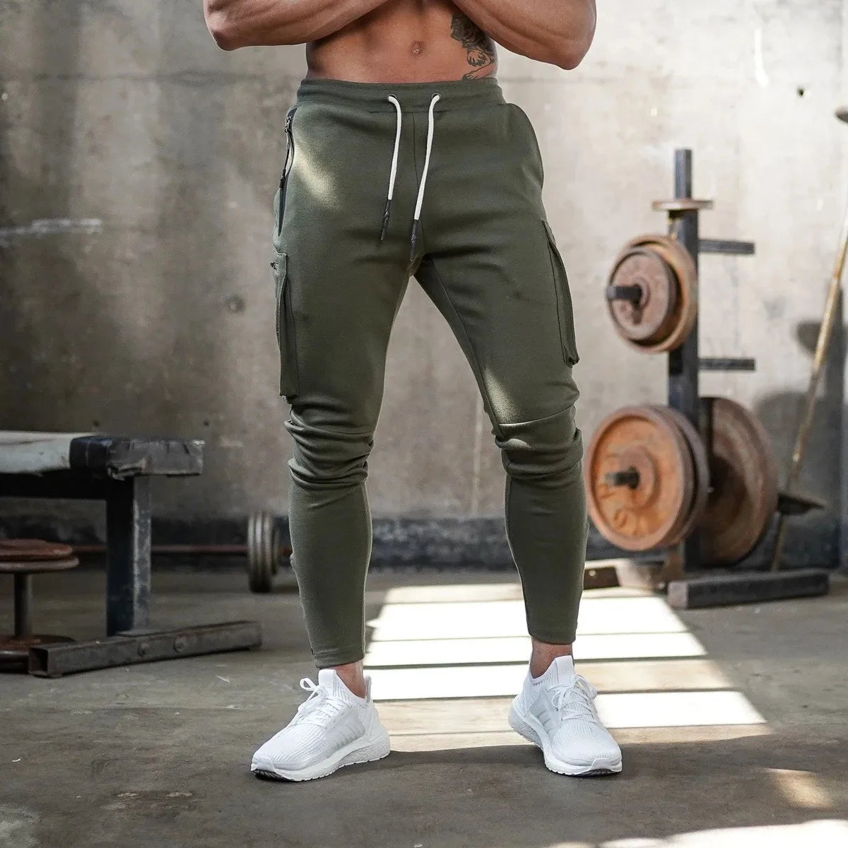 Men's Work Pants Are Sporty Lightweight Elastic Breathablepersonalizedquick Drying Outdoor Fitnessrunning Training, Multi Pocket