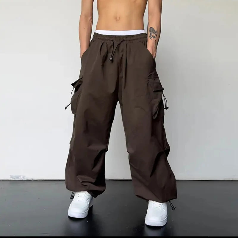New Casual Pant Cargo Trousers Streetwear Wide Leg Sweatpant High Street Trendy Loose Versatile Straight Casual Pants 2pc Couple