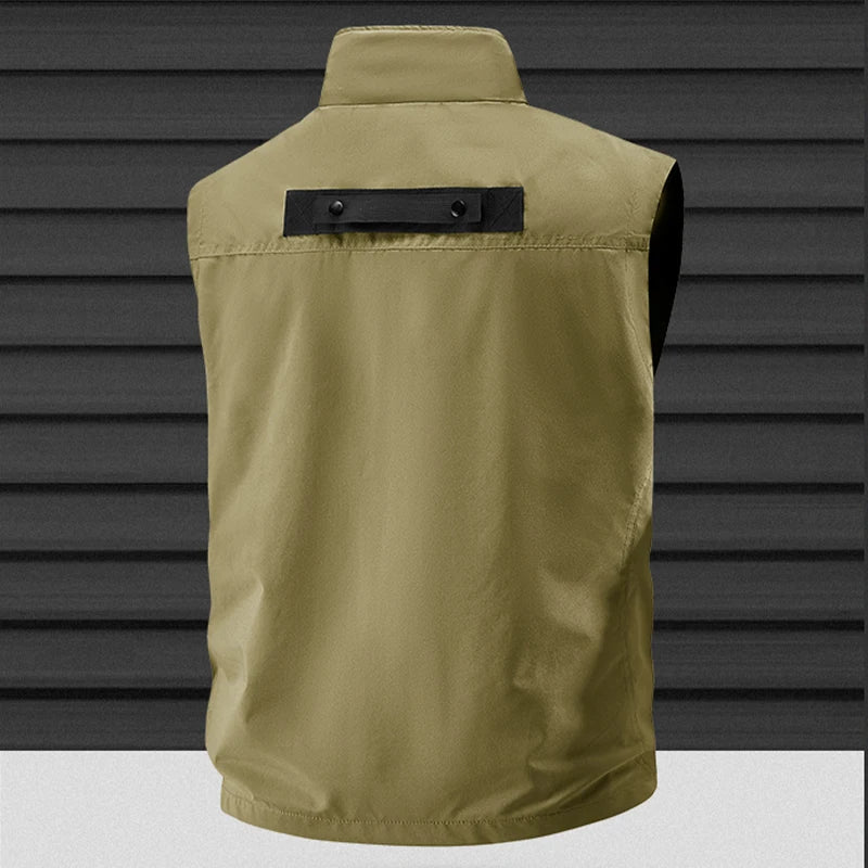 2026 Men's Outdoor Tooling Multi-Pocket Casual Outdoor Fishing Large Size Vest with Vertical Collar Breathable Quick-drying Vest