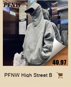 PFNW Worn Out Deconstruction Men's Sweatshirts Cardigan Male High Street Niche Design Masked Hoodies 2024 Spring Trendy 28W2570