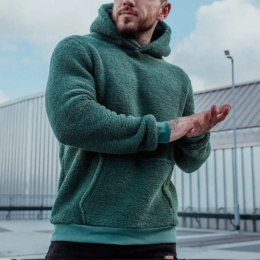 Winter Warm Sweatshirts for Men Aesthetic New in Funny Korean Style Cotton Luxury Pastel Color Y2k Vintage 90s Man Hoodies Solid