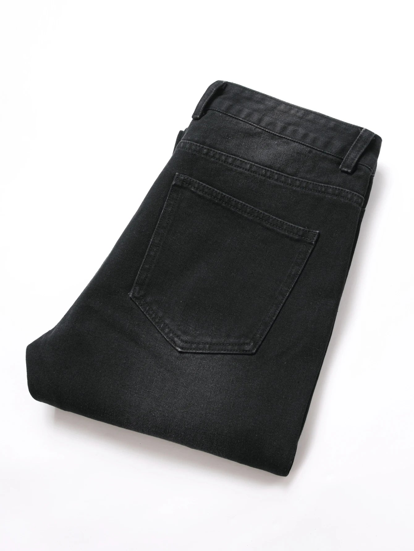 Men's Jeans Black Denim Pants Straight Leg Comfort Mid Waist White Embroidery Casual Streetwear Spring Slim Fit Trousers