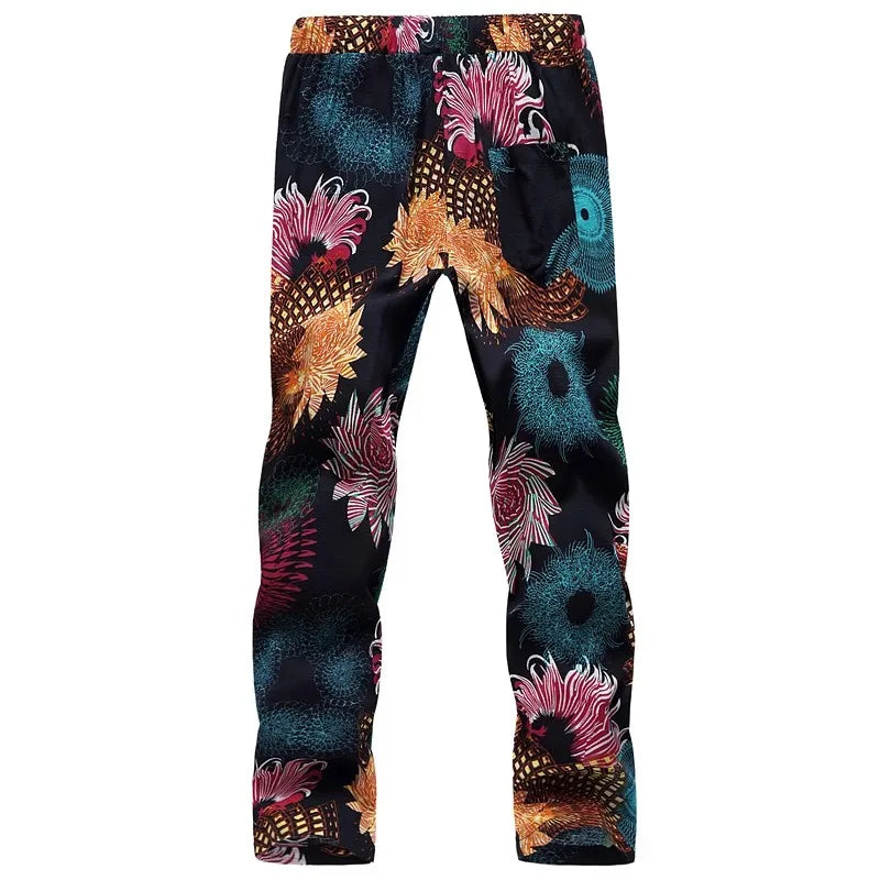 Summer thin men's large size shorts floral sports leisure nine-minute pants
