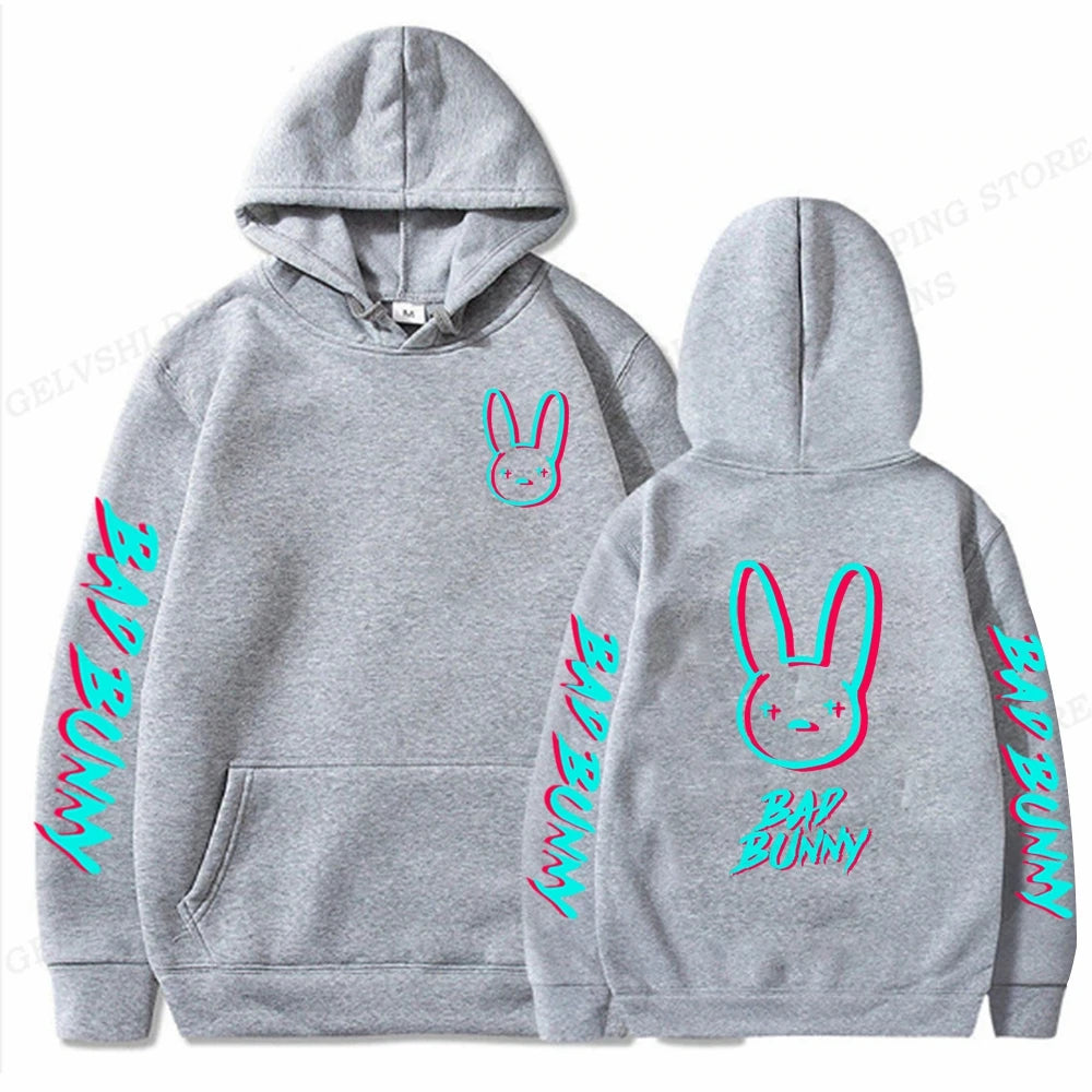 Bad Bunny Hoodie Men Fashion Hoodie Women Sweats Men's Hoodies Hip Hop Rabbit Sweatshirt Boy Coats  Men's Clothing Rapper