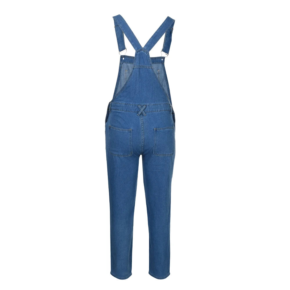 Streetwear Men's Solid Color Multi-pocket Denim Bib Overalls Casual Daily Denim Jumpsuit Fashion Male Suspender Long Pants