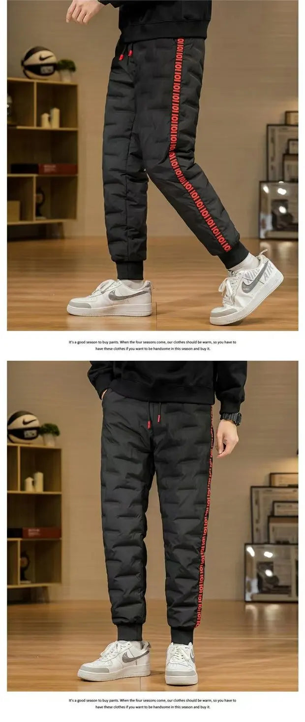 Men's down Pants Thiened Winter Outerwear Warm Long Trousers Du down Cold Resistance Cotton Pants Leisure Casual Sports