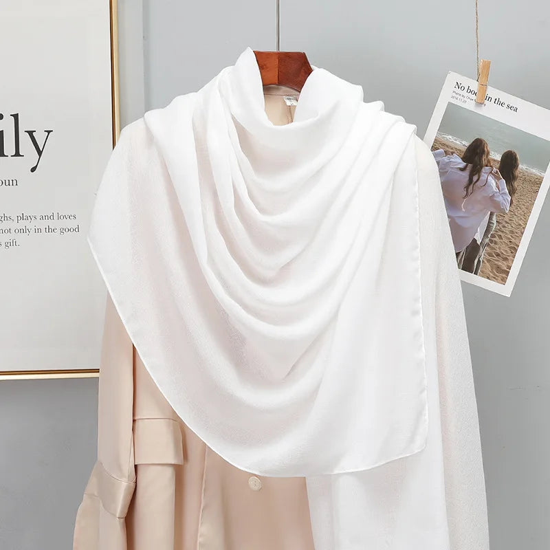Plain Stripe Cotton Scarf for Women Winter Warm Tassel Linen Pashmina Scarves Hijab Lady Foulard Shawls Wraps Female Bandana New