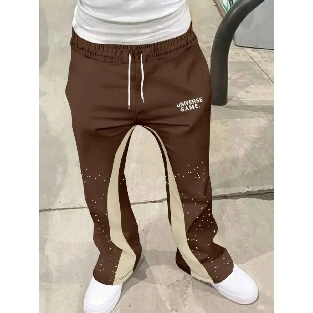 Men's Trendy Hip - hop Style Casual Sweatpants Striking Flame Elements Paired with "RICH SOON" Eye - catching for Street Wear