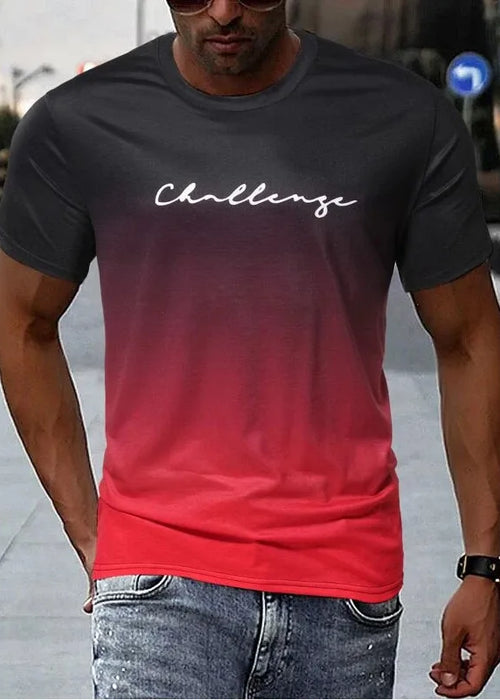 Retro men's T-shirt, short sleeved shirt with degraded 3D printing, casual, urban fashion, oversized, summer clothing