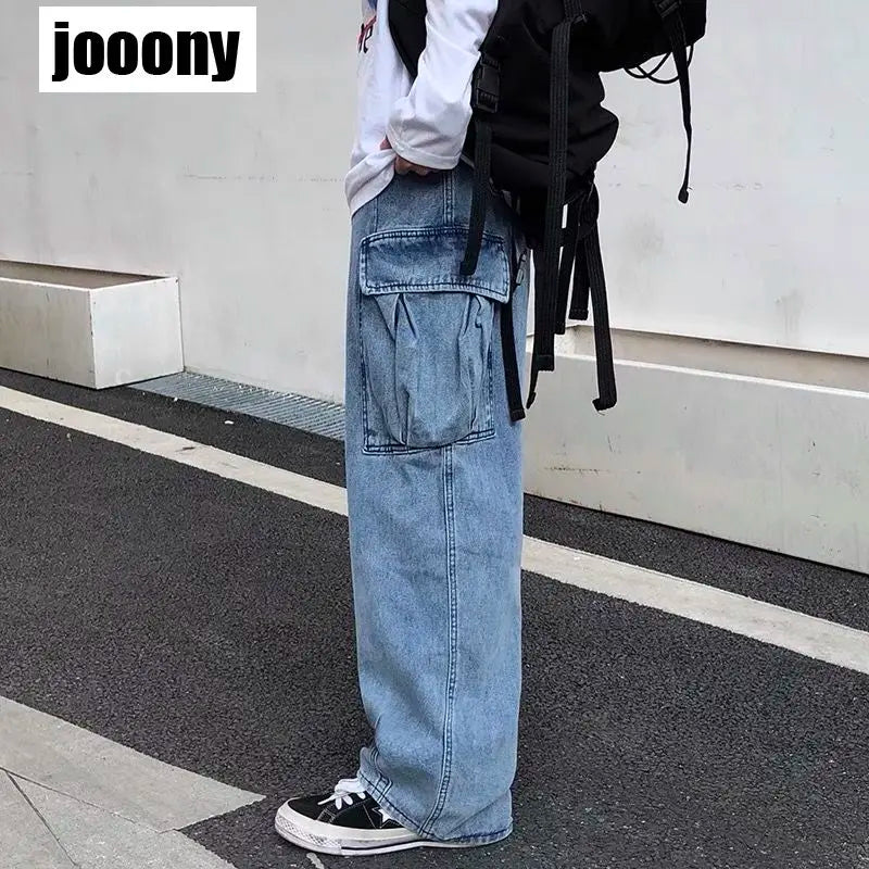 Wide leg denim Jeans Men's Autumn Daddy Trend Student Loose Straight-leg baggy Pants Japanese Loose hip hop 2022 New