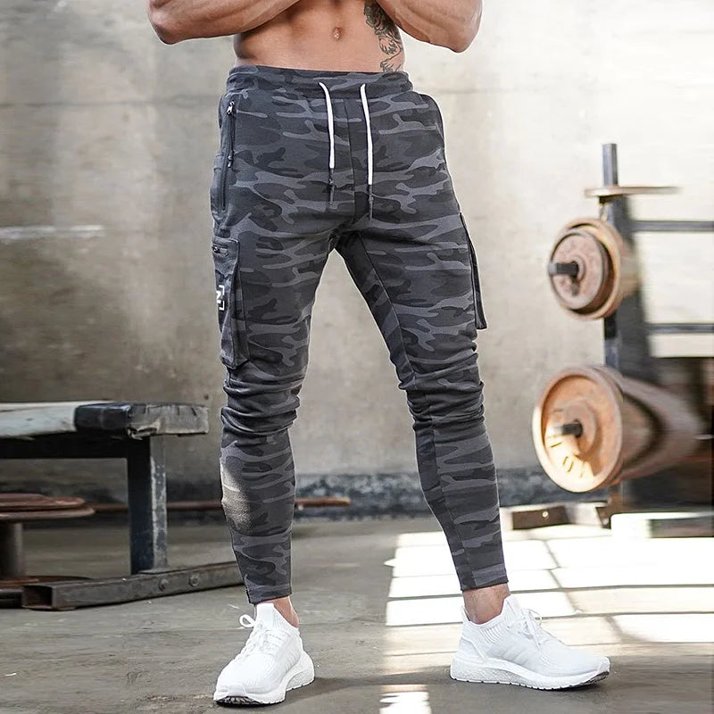 Men's Gym Fitness Multi-Pocket Workout Training Pants Cotton Jogging Sweatpants Camouflage Men  Fashion Training Trousers