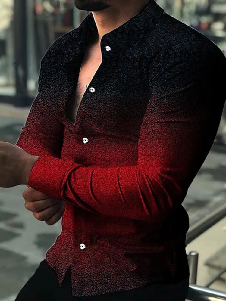 New Hawaiian Shirts Luxury Gold Pattern Shirts Men's Fashion Casual Shirts Long Sleeves Lapel Beach Shirts Men's Clothing