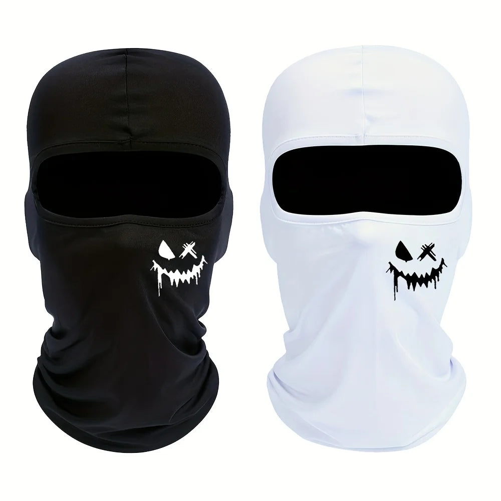 1 piece of smiling face printed men's and women's outdoor cycling face mask Balaclava hat windproof and sun protection sun hat