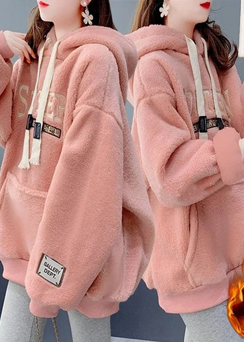 Autumn Winter Women's Jacket Fur Hoodies Sportswear Sweatshirts Y2k Harajuku Loose Warm Tops Korean Fashion Coats