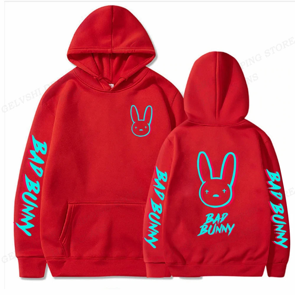 Bad Bunny Hoodie Men Fashion Hoodie Women Sweats Men's Hoodies Hip Hop Rabbit Sweatshirt Boy Coats  Men's Clothing Rapper