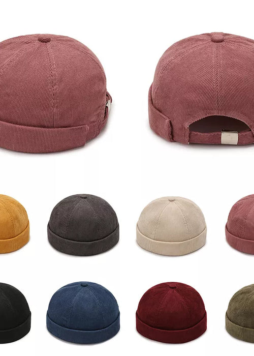 Vintage Men's Summer Cotton Brimless Skullies Cap Street Portable Docker Hats Multipurpose Beanie Hat Hip Hop Hats Japanese INS