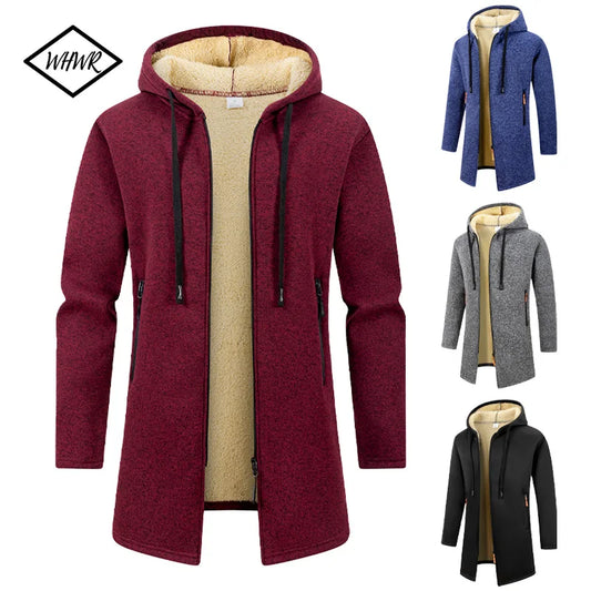 Men's Hoodies Winter Casual Solid Hooded Zip-Up Fleece Sweatshirts Long Sleeve Hoodie Men Sweatshirt Streetwear Hoody Cardigan