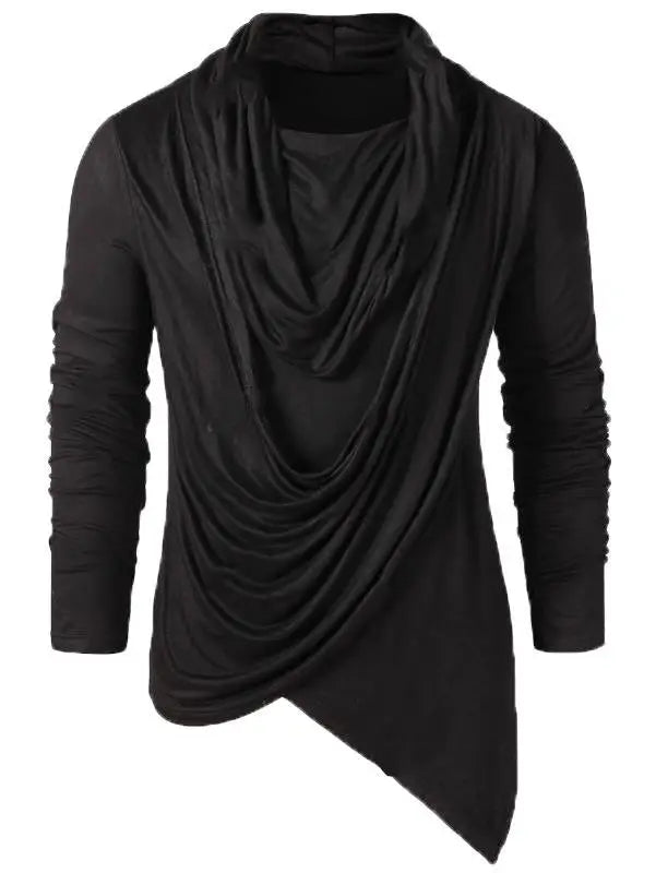 Medieval Men Asymmetrical Overlap Cardigan Casual Knitted Long Sleeve Sweater Shawl Collar Open Front Tops Men Vintage Sweaters