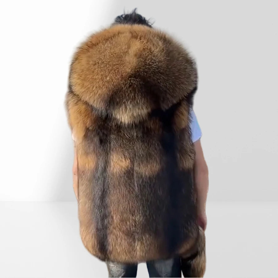 Men's Raccoon Fur Coat With Hood Natural Full Skin Raccoon Fur Jacket Genuine Leather Jacket High Quality  Real Fur Coat Long