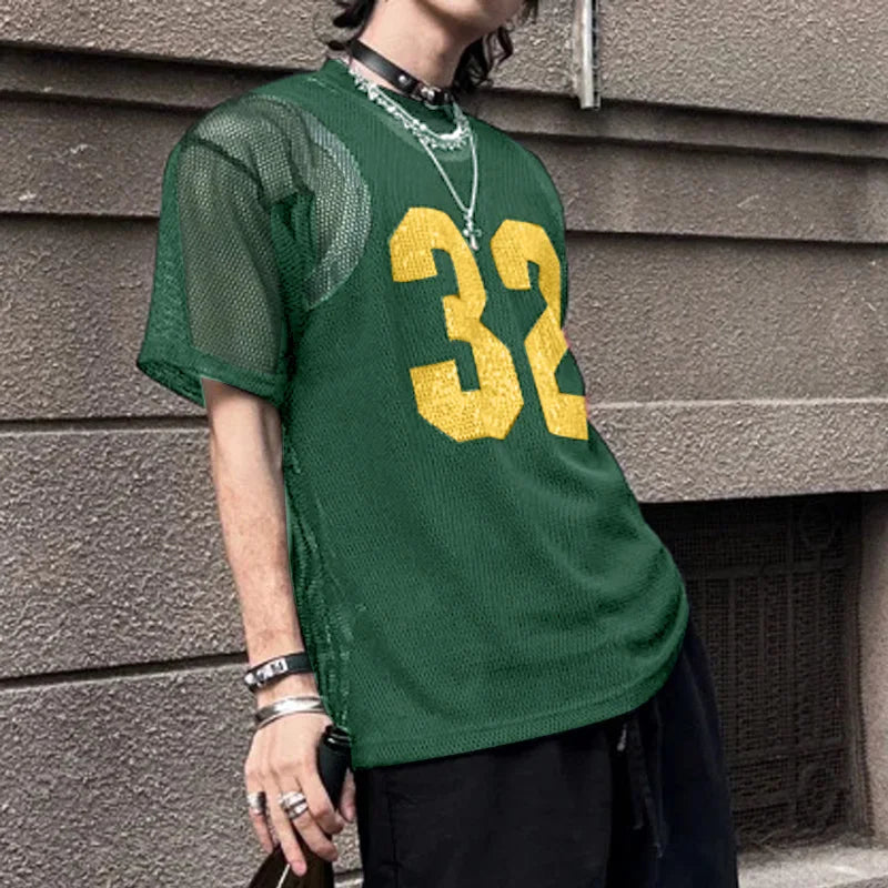 INCERUN Men T Shirt Mesh Transparent Printing O-neck Short Sleeve Sexy Men Clothing Streetwear Summer 2024 Fashion Male Tee Tops