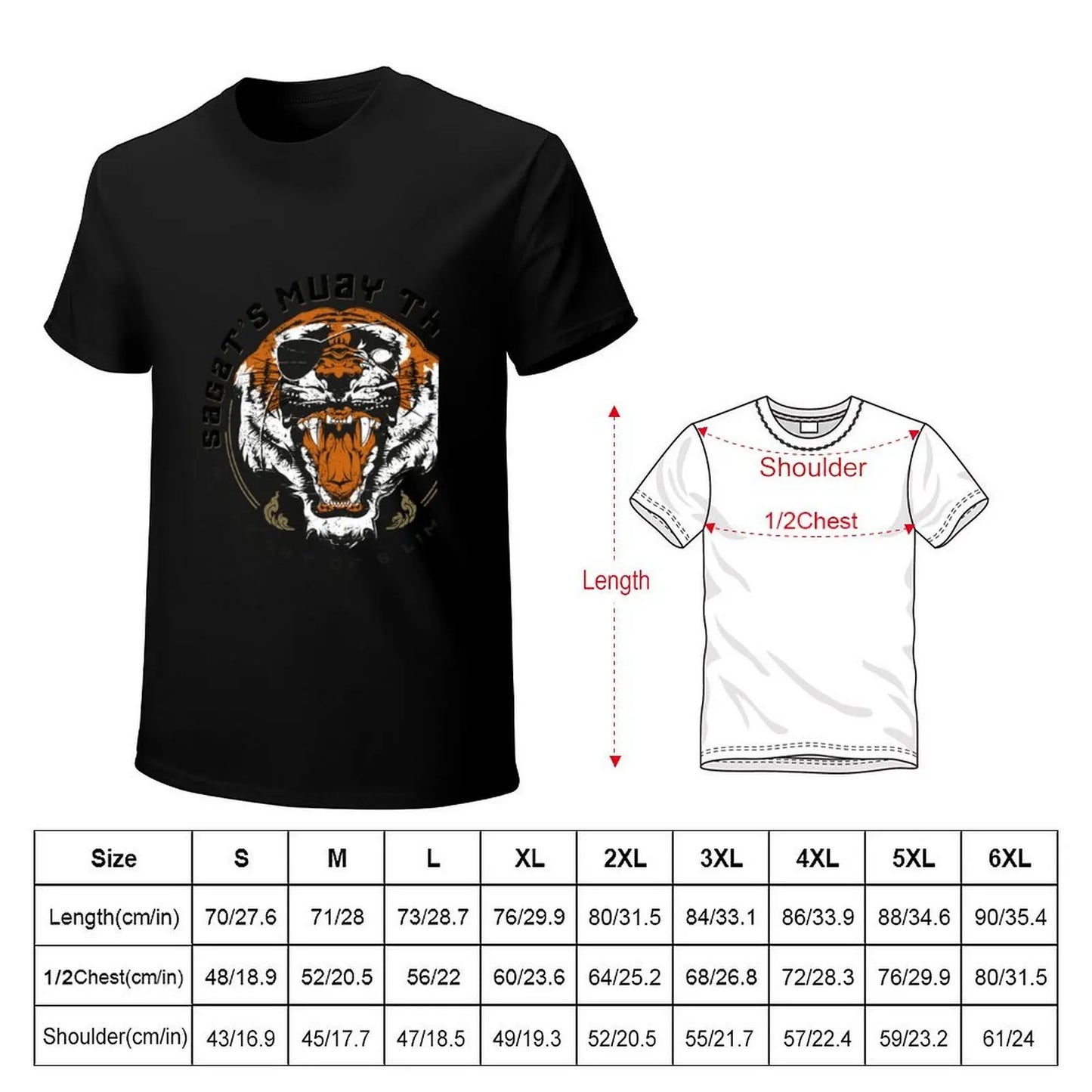 Sagat&x27;s Muay Thai Gym T-Shirt animal prinfor boys aesthetic clothes anime tshirt sports fans funny t shirts for men