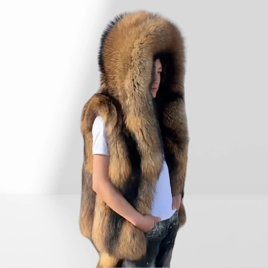 Men's Raccoon Fur Coat With Hood Natural Full Skin Raccoon Fur Jacket Genuine Leather Jacket High Quality  Real Fur Coat Long