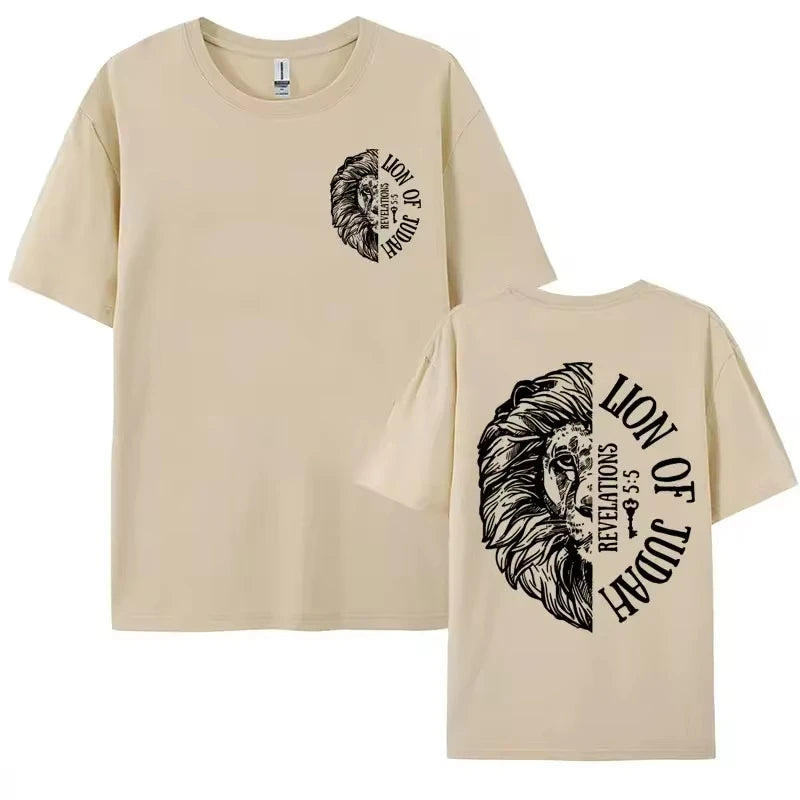 Lion of Judah Catholic Tshirt Jesus Loves You Aesthetic Christian Apparel Tops Men Women's Summer Fashion Casual Oversized Tees