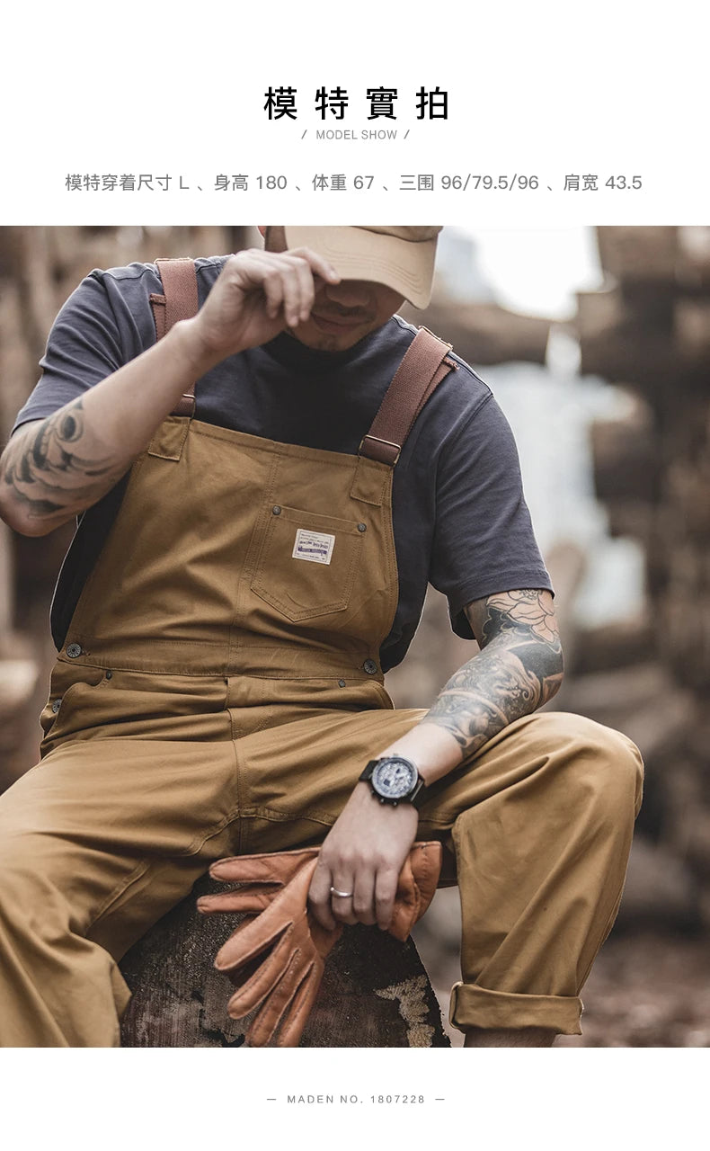 Vintage Jeans Overalls Mens Jumpsuit Cargo Work Pants Baggy Bib Contrast Stitch Denim Overalls Stitch Trousers