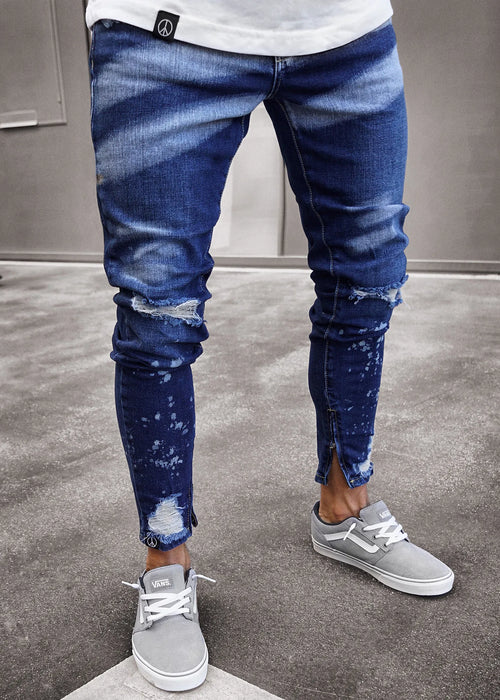 Brand New Style Stylish Men's Ripped Skinny Jeans Destroyed Frayed Slim Fit Denim Pants Trousers