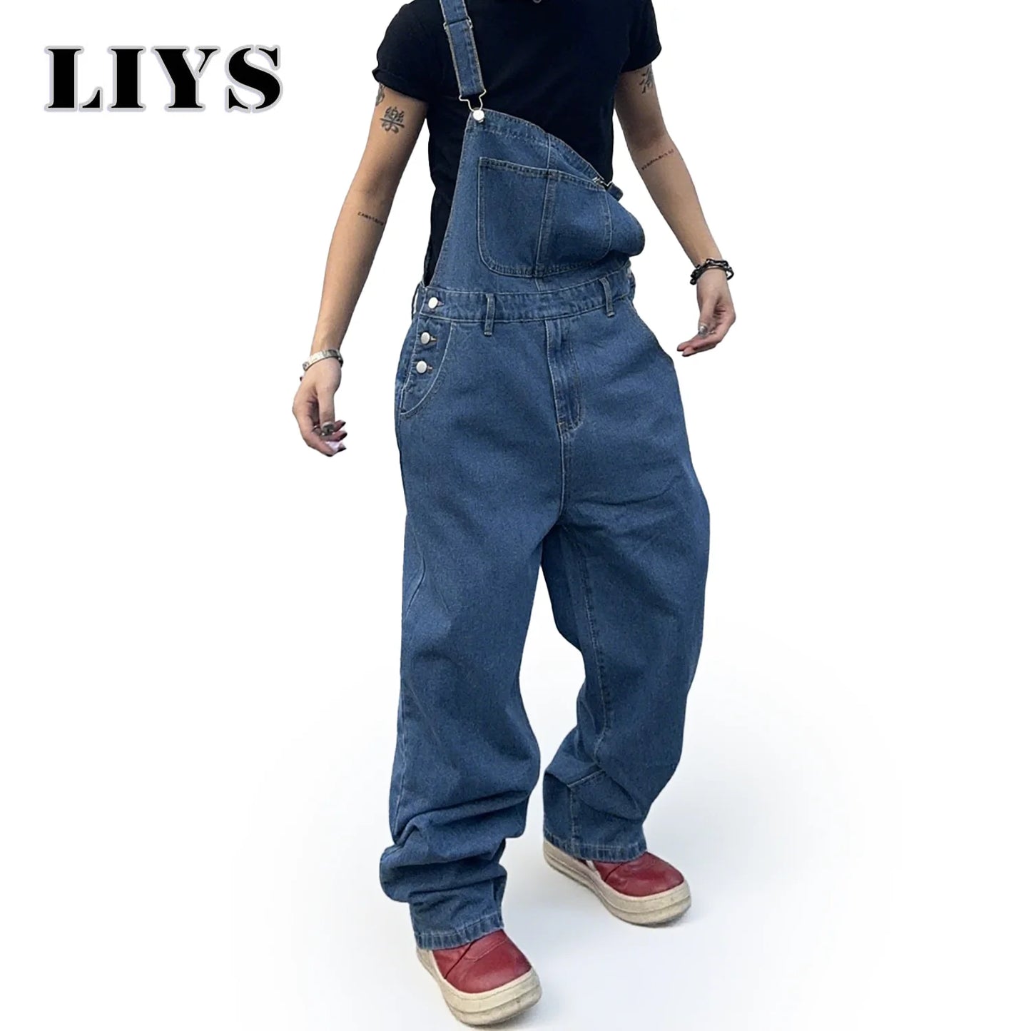 Overalls for Men Denim Suspenders Simple Baggy Jeans Men's Street Casual Solid Mid Waist Loose Washed Jumpsuits Length Tracksuit